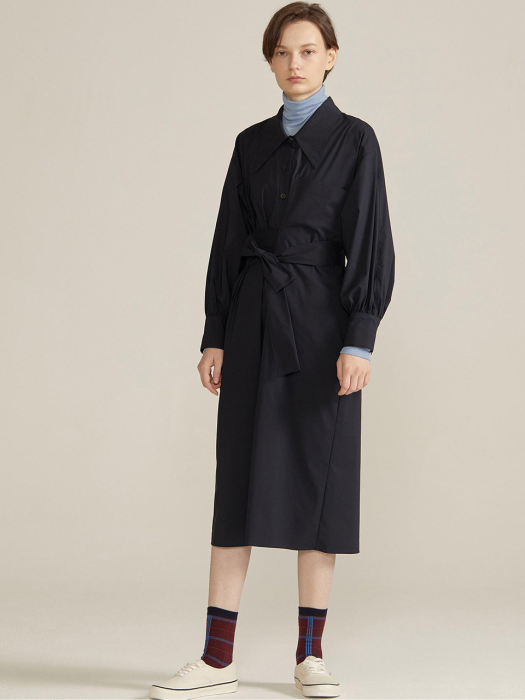 Belted Shirt Dress [NAVY] JYDR0D913N3