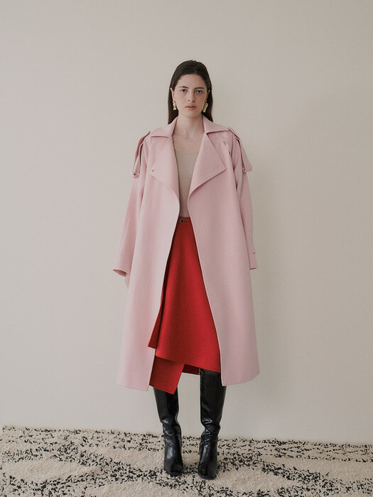 Pink Wool Trench Coat