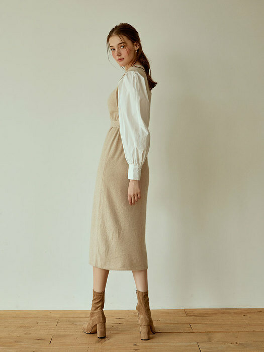 Puff Layered Knit Long Ops[beige]