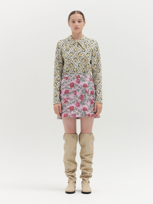 QISTAR Floral-print Mini Skirt - Pink