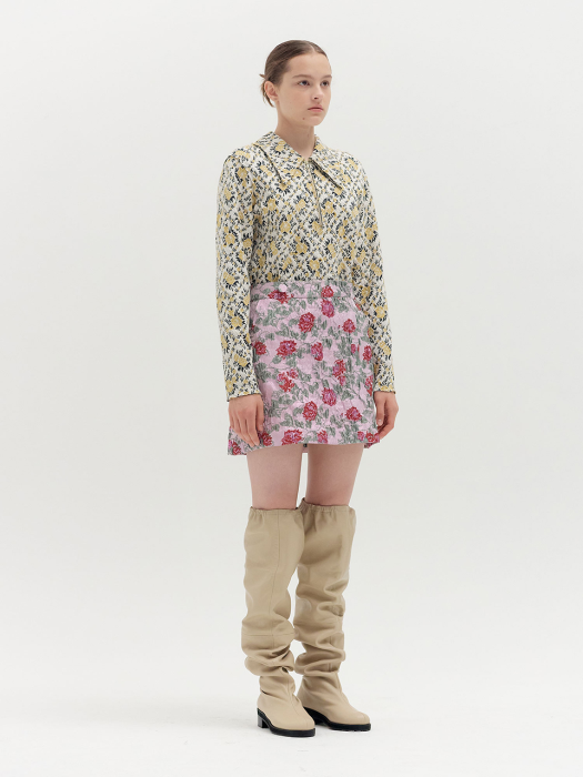 QISTAR Floral-print Mini Skirt - Pink