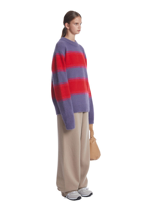Angora Stripe Knit Sweater_Purple