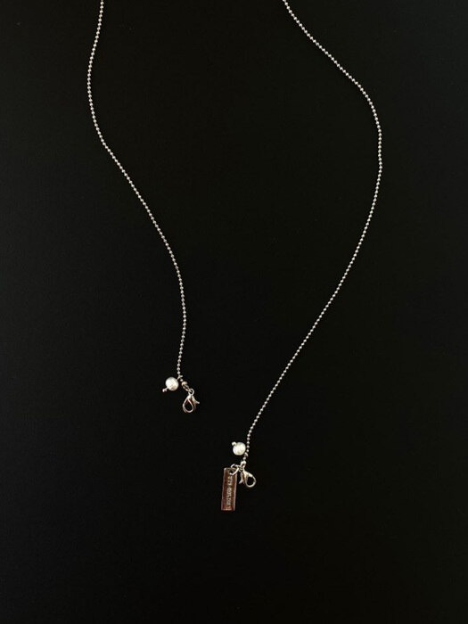 mini pearl ball chain necklaceⓖ  *2way - 마스크목걸이[silver]