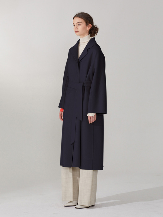 [캐시미어 30%] LE MUSEE_MAGOT Premium Cashmere-Blend Handmade Coat_Royal Navy