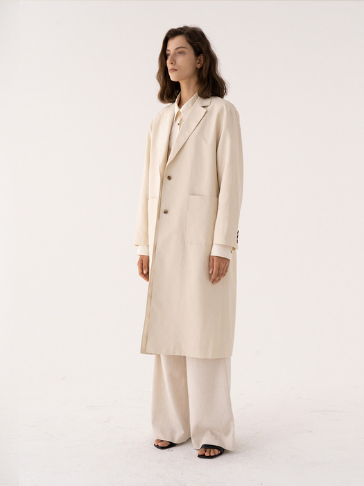 SS21 Long Single Coat Pale-beige