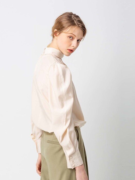 Puff Sleeve Tie Blouse_IVORY