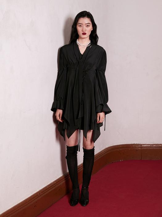 OFFBODY CHIFFON DRESS [BLACK]