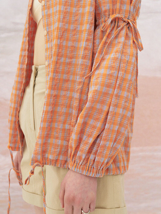 5P Orange Check Overfit Shirt-Outer 