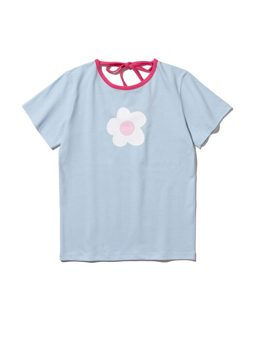 Flower Back point T-shirt [SKY BLUE]