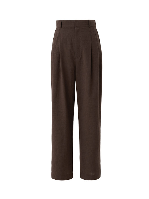 Highwaist tuck pants - Brown