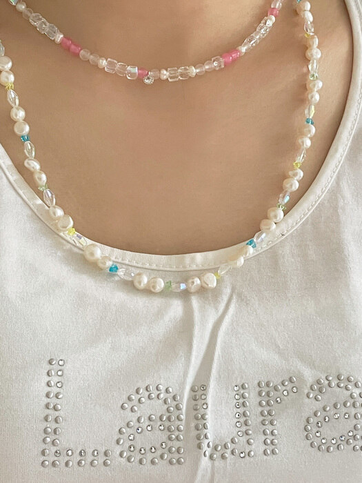 [단독]pink jade cubic necklace (Silver 925)