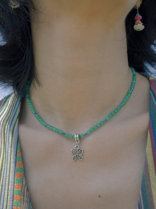 Butterfly pendant oriental necklace