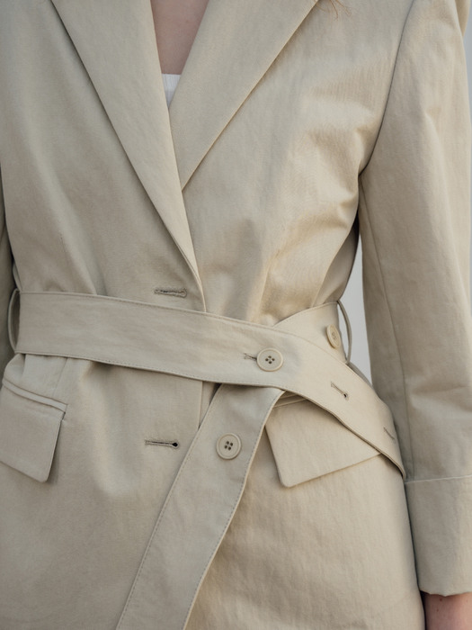 Cotton Blended Belted Jacket-2color