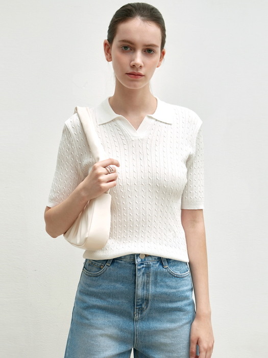 CABLE HALF KNIT_IVORY