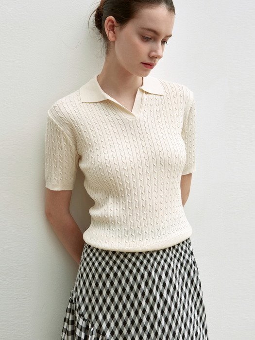 CABLE HALF KNIT_IVORY