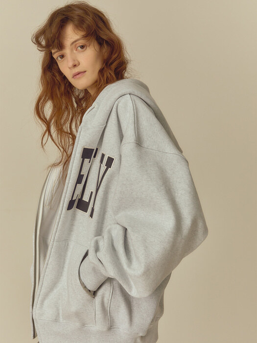  LONELY/LOVELY ZIP-UP HOODIE ASH GRAY