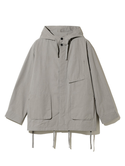 hooded pocket short jacket grey