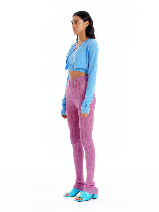 Shimmering Sheer Knit Leggings - Pink