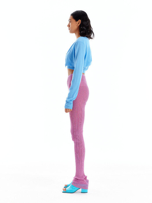 Shimmering Sheer Knit Leggings - Pink