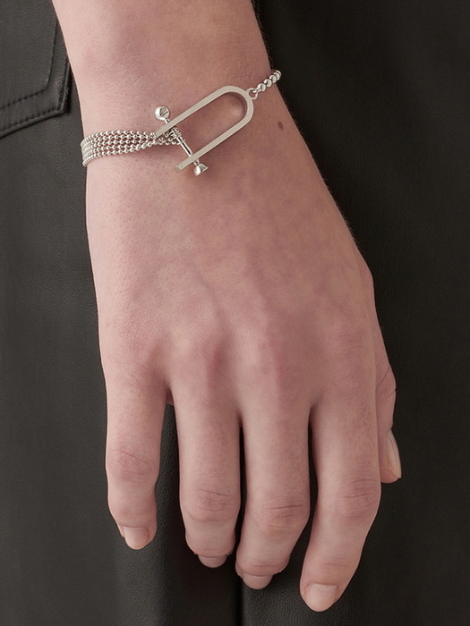 [Silver 925] Lock Motif Ball Chain Strap Bracelet