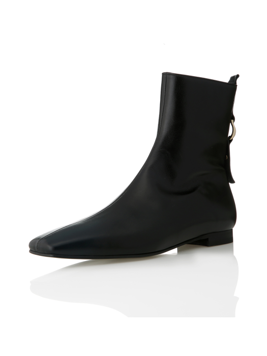 Ring Point Flat Ankle Boots - MD1089b Black