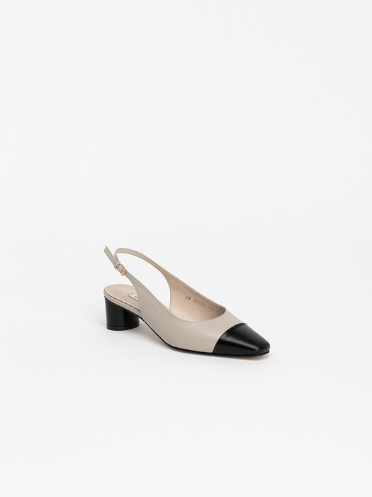 Molenia Slingbacks in Taupe Ivory with Black Toe