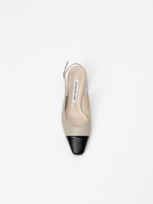 Molenia Slingbacks in Taupe Ivory with Black Toe