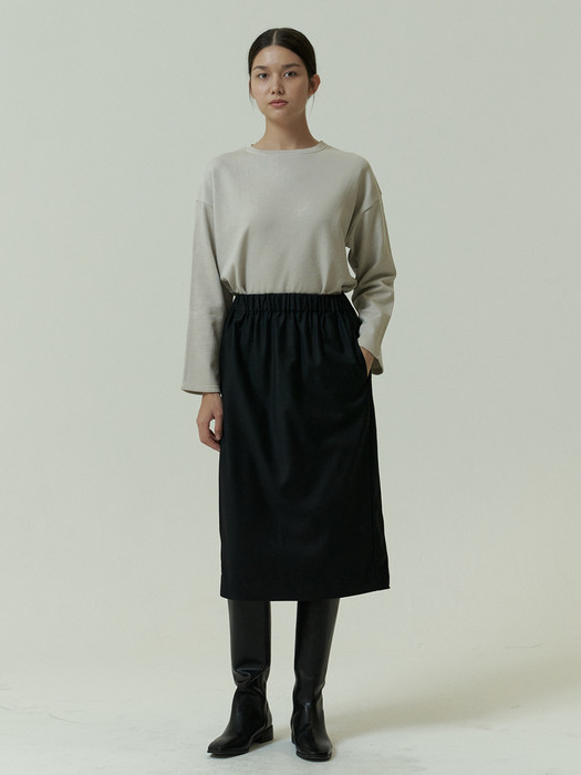 cashmere h line skirt-black