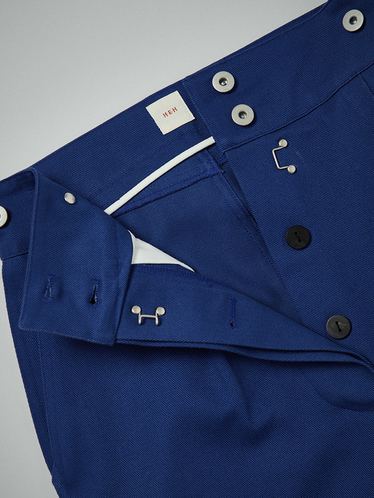  Button work pants in blue drill 
