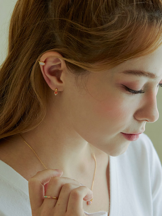 [Pink/White/Mint] Gemstone Onetouch Earring (14k)