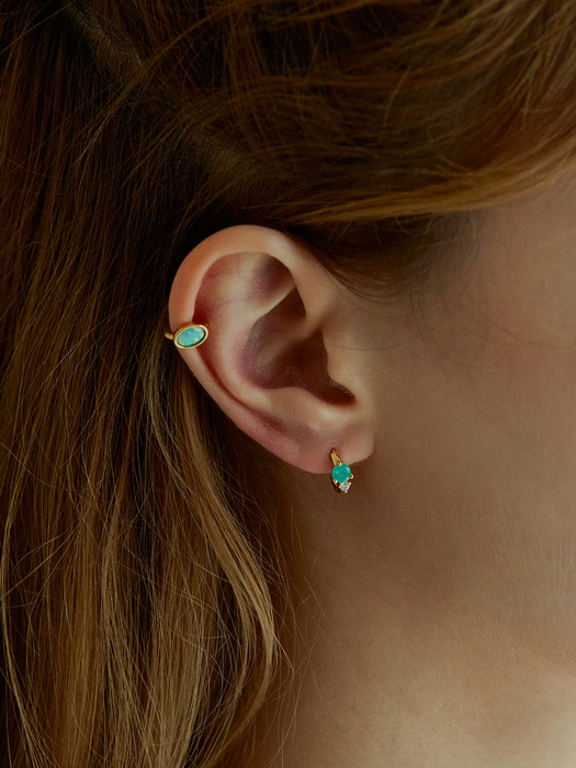 [Pink/White/Mint] Gemstone Onetouch Earring (14k)