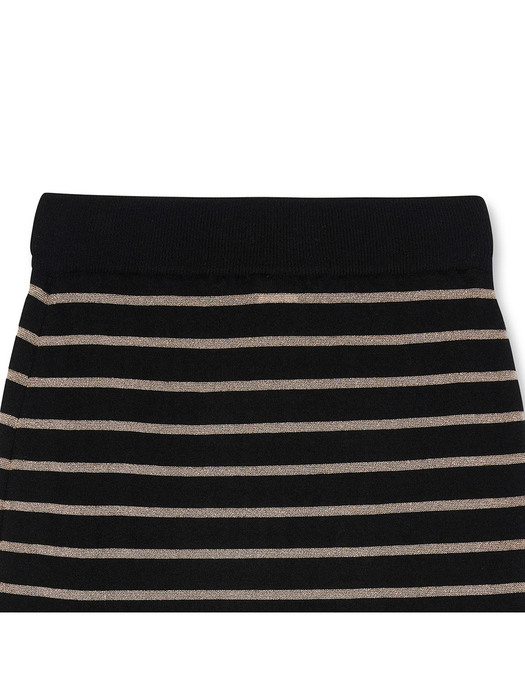 Metalic Stripe Skirt_Black