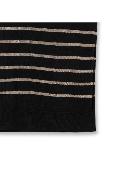 Metalic Stripe Skirt_Black