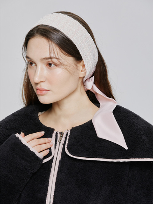 Tweed Satin Hair-band (pink)