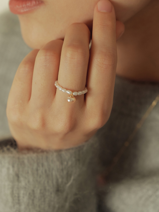 [TATIANA] 韓国アクセ☆Dangle Petit Pearl Ring 全3色 韓国ファッション TATIANA(タチアナ) アクセサリー(レディース
