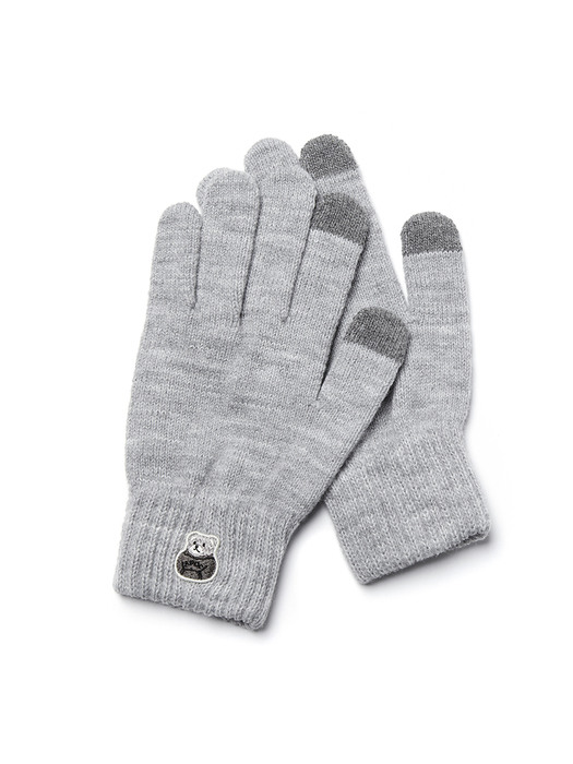 Bear Patch Gloves_Light Grey