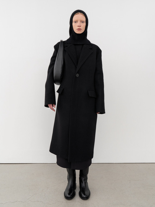 Wool Single Long Coat (BLACK)
