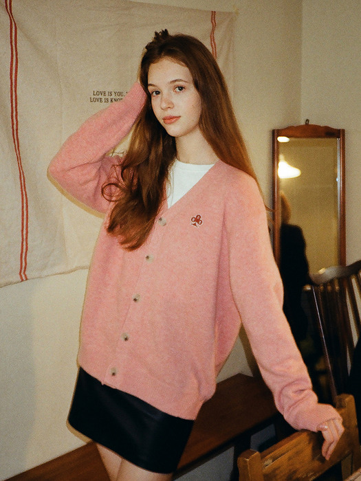 HOB CLOVER CARDIGAN_MELANGE PINK