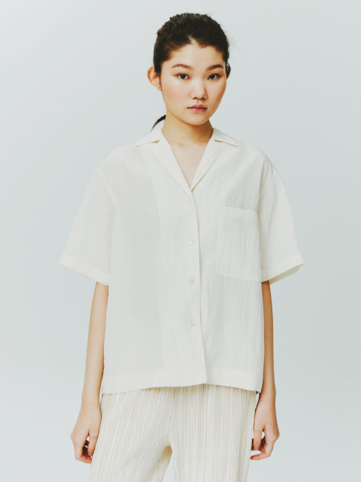 IVORY CRINKLE OPEN COLLAR SHIRTS
