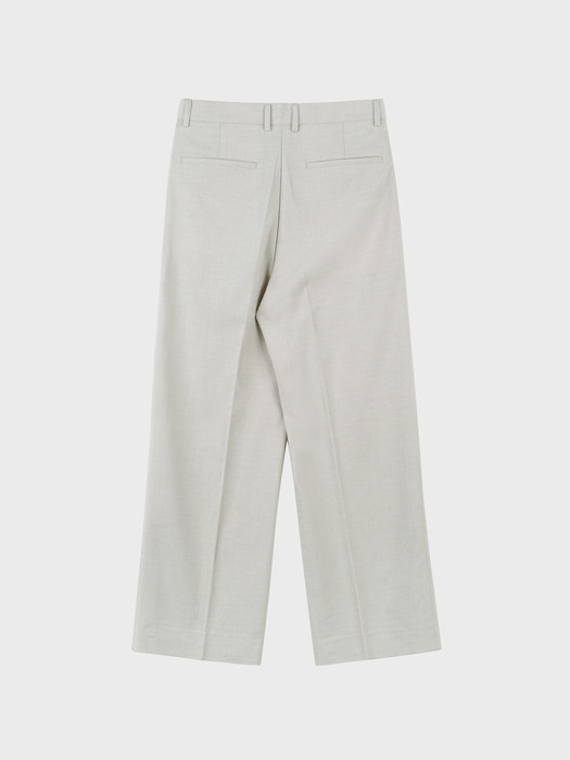 LINEN BLEND WIDE TUCK SLACKS_IVORY