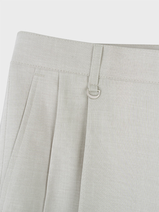 LINEN BLEND WIDE TUCK SLACKS_IVORY