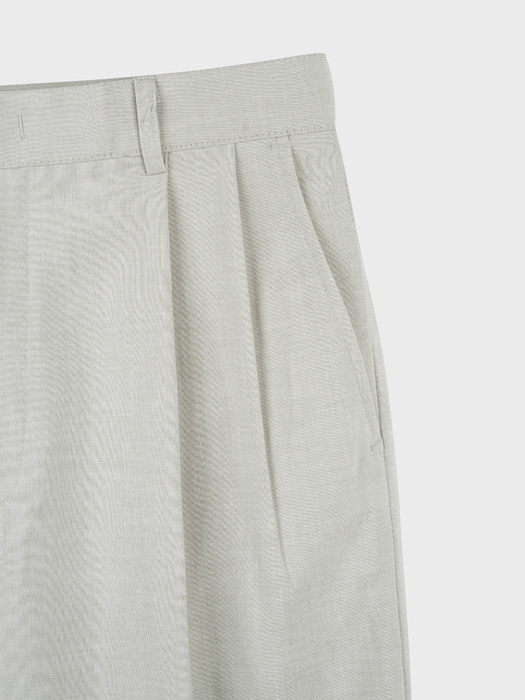 LINEN BLEND WIDE TUCK SLACKS_IVORY