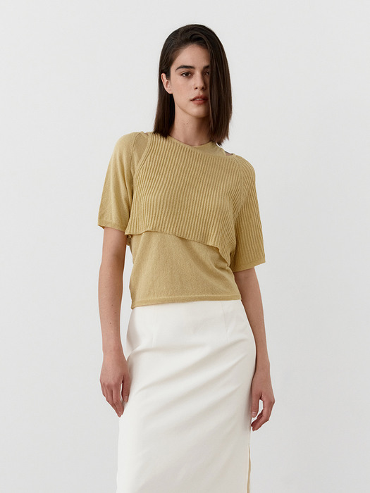 TWR LAYERED HALF SLEEVE KNIT TOP_3 COLORS