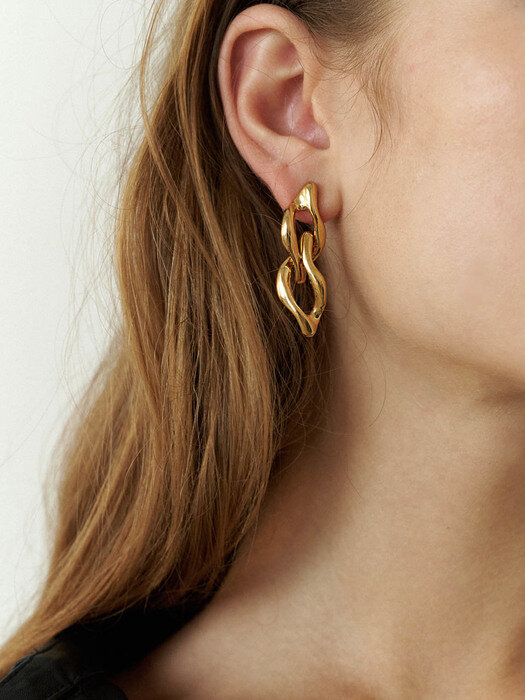 [GRAY Collection]Double Molten Hexa Earrings