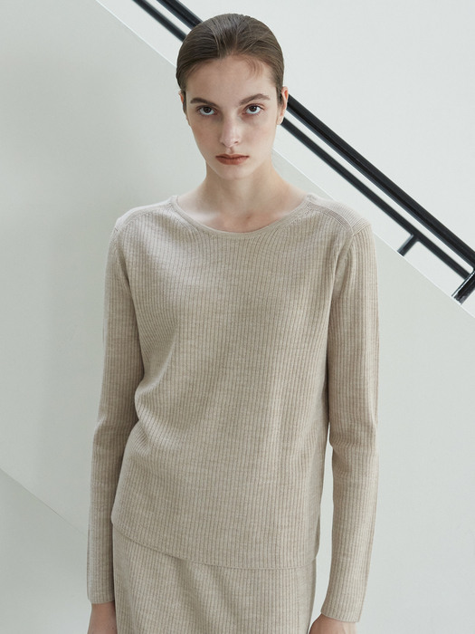 wool mild rib knit (beige)