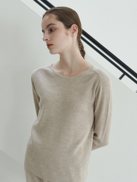 wool mild rib knit (beige)