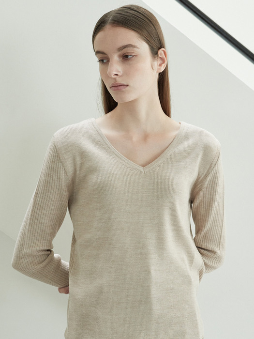 wool mild rib knit (beige)