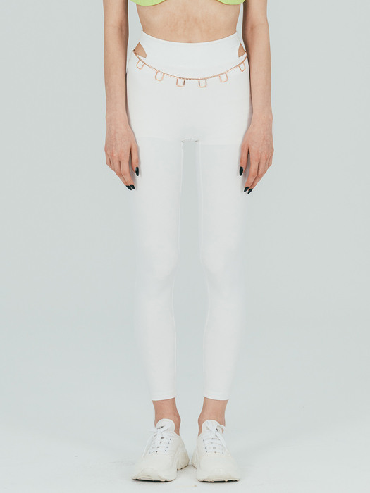 Cutout Slim-fit leggings  (platinum white)