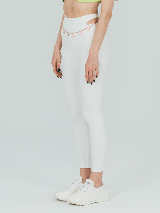 Cutout Slim-fit leggings  (platinum white)