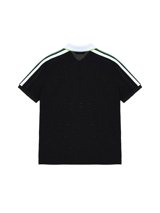 [바스키아 브루클린] 22SS 숄더 배색 반팔 골프 셔츠 남성 BLACK